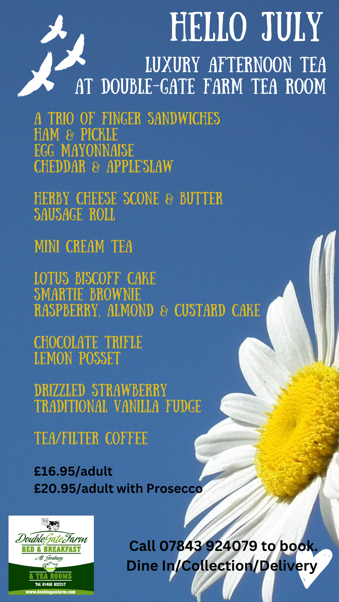July afternoon tea menu