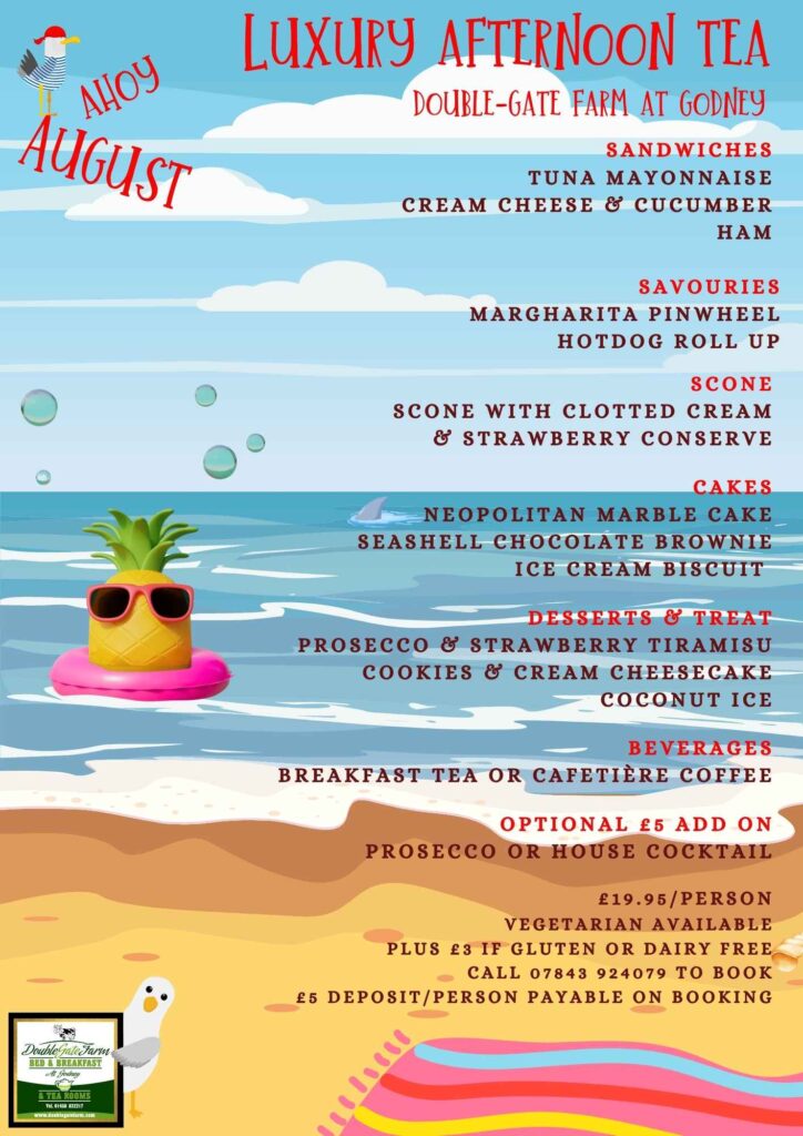 Luxury Afternoon Tea at Double-Gate Farm for the month of August